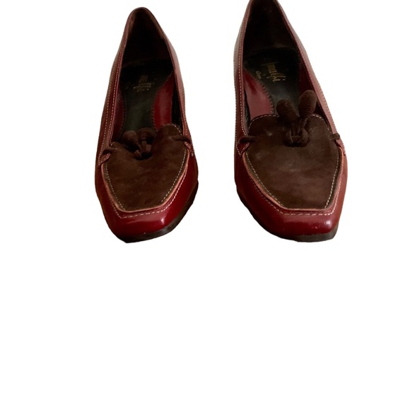 Amalfi by Rangoni Women’s Leather Wedge Heel Loafer Size 6 Burgundy & Brown - Picture 5 of 15